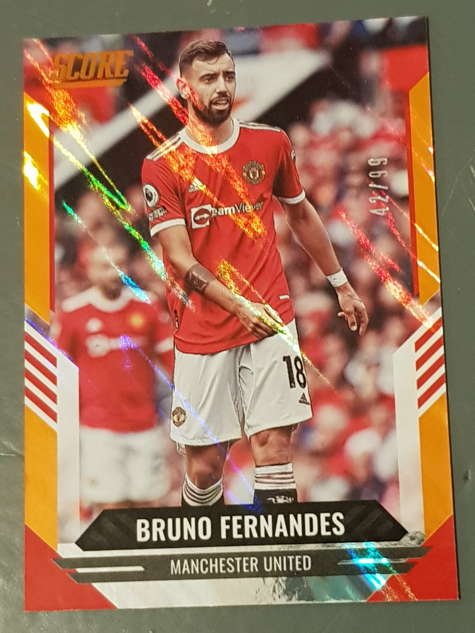 2021-22 Panini Score FIFA Bruno Fernandes #120 Orange Lava Parallel /99 Trading Card
