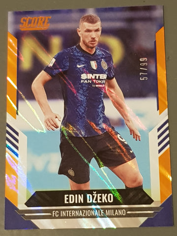 2021-22 Panini Score FIFA Edin Dzeko #190 Orange Lava Parallel /99 Trading Card