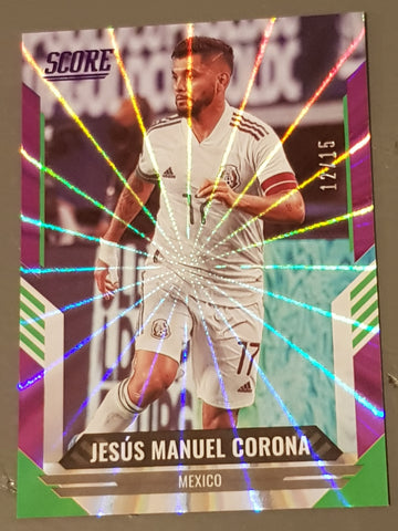2021-22 Panini Score FIFA Jesús Manuel Corona #10 Purple Laser Parallel /15 Trading Card