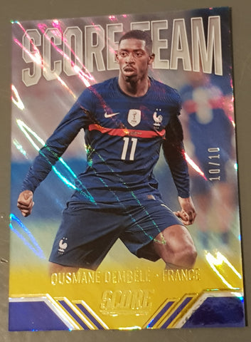 2021-22 Panini Score FIFA Score Team Ousmane Dembélé #22 Gold Laser Parallel /10 Trading Card