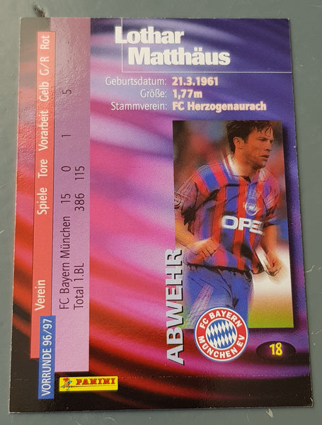 1996-97 Panini Bundesliga Collection Lothar Matthäus #18 Trading Card