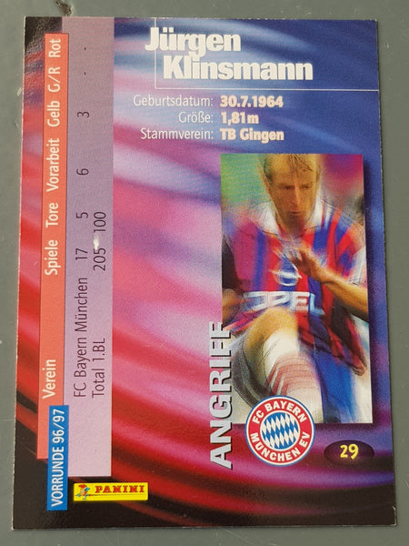 1996-97 Panini Bundesliga Collection Jürgen Klinsmann #29 Trading Card