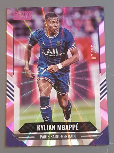 2021-22 Panini Score FIFA Kylian Mbappe #157 Pink Laser Parallel /25 Trading Card (Jersey Number)