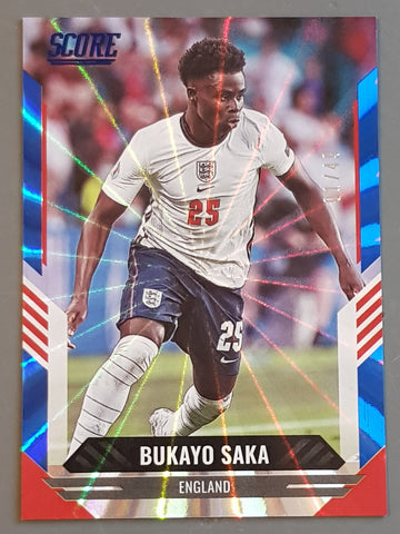 2021-22 Panini Score FIFA Bukayo Saka #76 Blue Laser Parallel /49 Trading Card