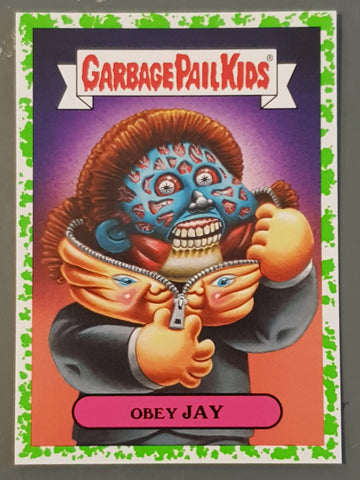 Garbage Pail Kids Oh the Horror-Ible 80s Sci-Fi #2b - Obey Jay Green Puke Parallel Trading Card
