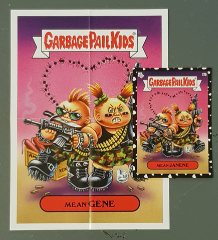 Garbage Pail Kids 2020 Mr. and Mrs. #17b - Mean Janene Black Parallel Trading Card + Mini Poster