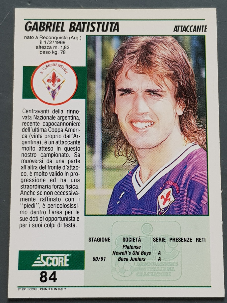 1992-93 Score 93 GOLD Serie A GABRIEL OMAR BATISTUTA Fiorentina 44 1992-93 Score 93 GOLD Serie A GABRIEL OMAR BATISTUTA Fiorentina 44