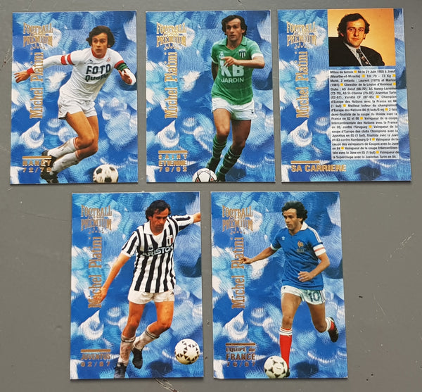 1995 Panini Football Cards Premium Michel Platini #P01-P05 Trading Card Set
