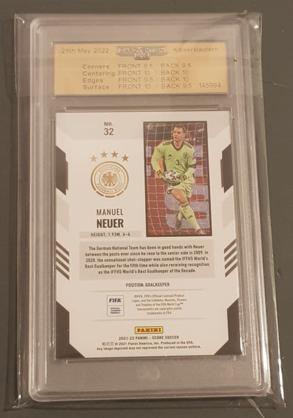 2021-22 Panini Score FIFA Manuel Neuer #32 Green Laser Parallel /5 GSG 9.5 Trading Card