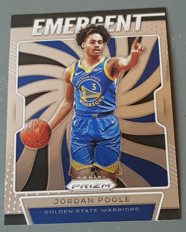 2019-20 Panini Prizm Basketball Jordan Poole Emergent #4 Rookie Card