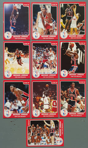 1985 Star Michael Jordan Olympic Gold Medalist #1-10 Trading Card Set