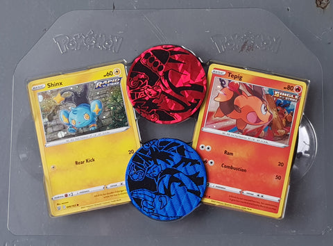 Pokemon Battle Styles Treasure Chest Shinx + Tepig Holo Trading Card + Coin Set
