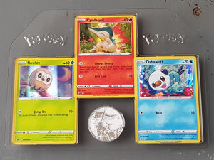 Pokemon Brilliant Stars Treasure Chest Black Star Promo Cyndaquil/Rowlet/Oshawott Holo Trading Card + Coin Set