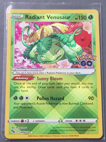 Pokemon Go Radiant Venusaur #4/78 Foil Trading Card