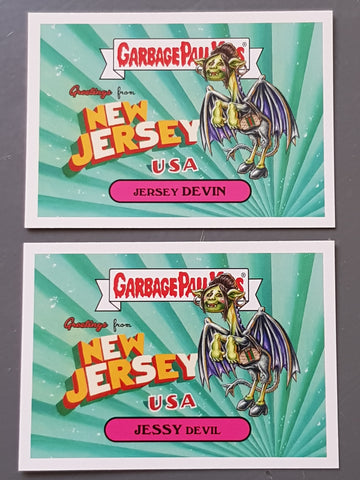 Garbage Pail Kids Oh the Horror-Ible Folklore Monster #3a/b - Jessy Devil/Jersey Devin Trading Card Set