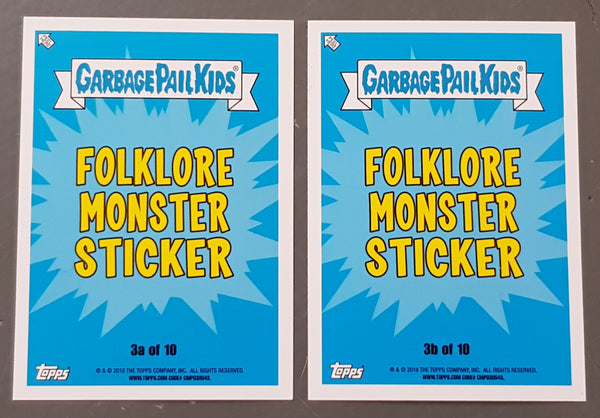 Garbage Pail Kids Oh the Horror-Ible Folklore Monster #3a/b - Jessy Devil/Jersey Devin Trading Card Set