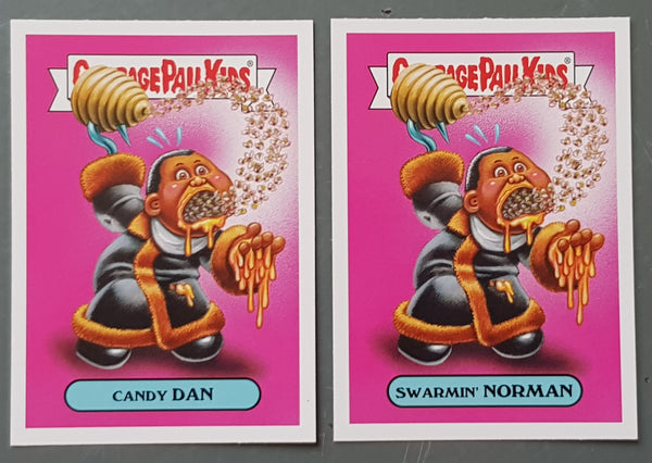 Garbage Pail Kids Oh the Horror-Ible Modern Horror #1a/b - Candy Dan/Swarmin Norman Trading Card Set