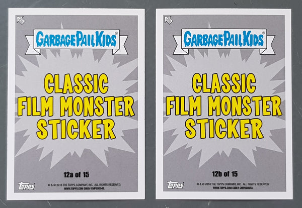 Garbage Pail Kids Oh the Horror-Ible Classic Film Monster #12a/b - Monster Mash Nash/Mashed Upton Trading Card Set