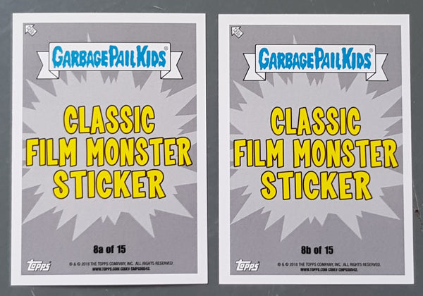 Garbage Pail Kids Oh the Horror-Ible Classic Film Monster #8a/b - Pharrell-Oah/Bathroom Boris Trading Card Set