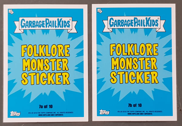 Garbage Pail Kids Oh the Horror-Ible Folklore Monster #7a/b - Brain Freeze Brian/Iced Bryce Trading Card Set