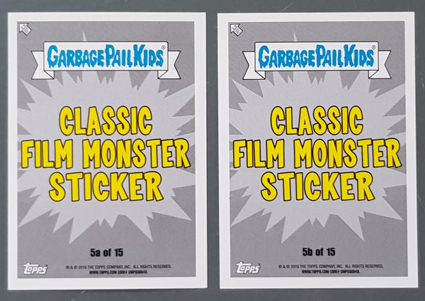 Garbage Pail Kids Oh the Horror-Ible Classic Film Monster #5a/b - Jumping Jack/Alive Alvin Trading Card Set
