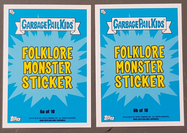 Garbage Pail Kids Oh the Horror-Ible Folklore Monster #6a/b - Moth Manuel/Woolly Woody Trading Card Set