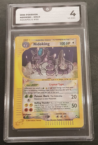 Pokemon Aquapolis Nidoking #150/147 Global Grading 4 Secret Crystal Rare Holo Trading Card