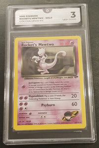 Pokemon Gym Challenge Rocket's Mewtwo #14/132 Global Grading 3 Holo Trading Card