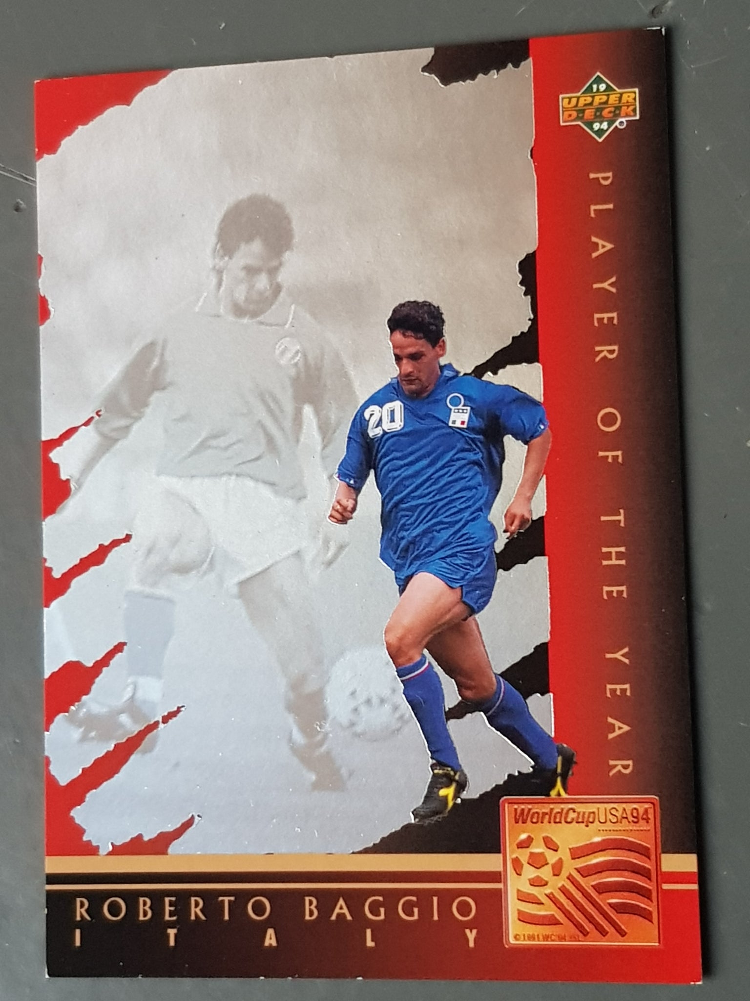 1994 Upper Deck World Cup 94 Player of the Year Roberto Baggio #WC4 Hologram Trading Card