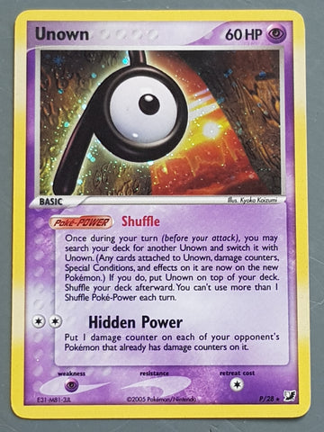 Pokemon Ex Unseen Forces Unown #P/28 Holo Trading Card