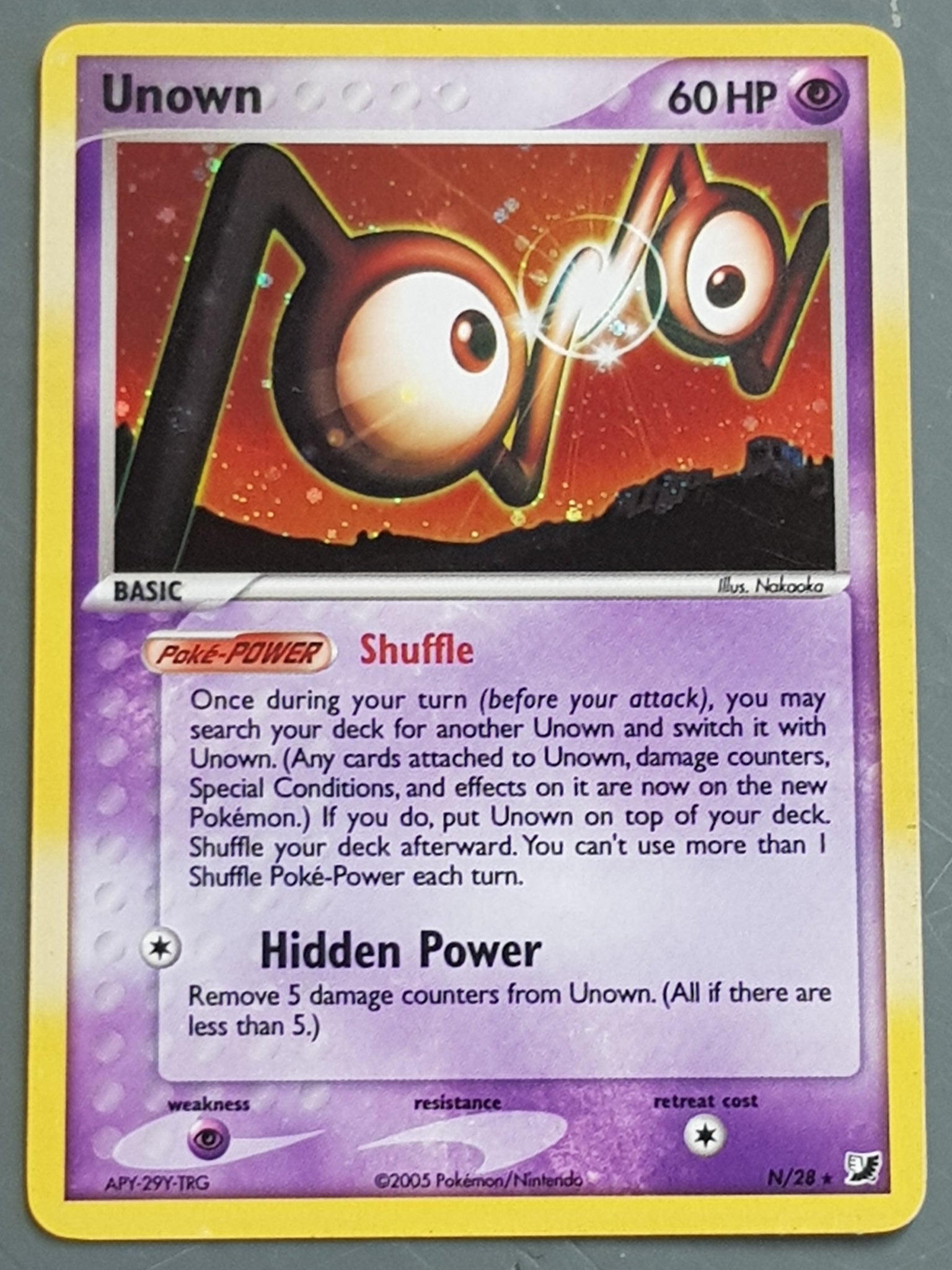 holographic unown pokemon card Pokemon Ex Unseen Forces Unown #N/28 Holo Trading Card