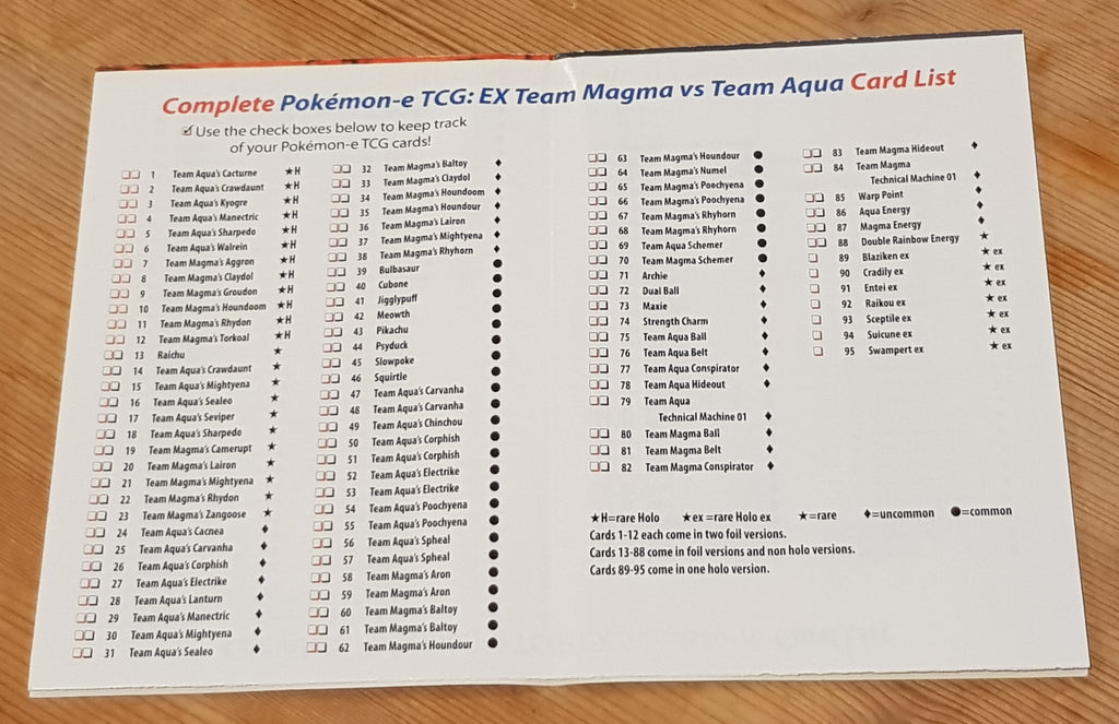 vs pokemon card list Pokemon EX Team Magma vs Team Aqua Card List – Rotterdam Comics