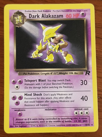 Pokemon Team Rocket Dark Alakazam #18/82 Non-Holo Trading Card