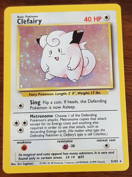 Pokemon Base Clefairy #5/102 Holo Trading Card