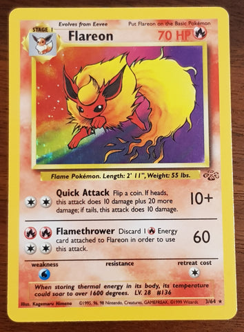 Pokemon Jungle Flareon #3/64 Holo Trading Card