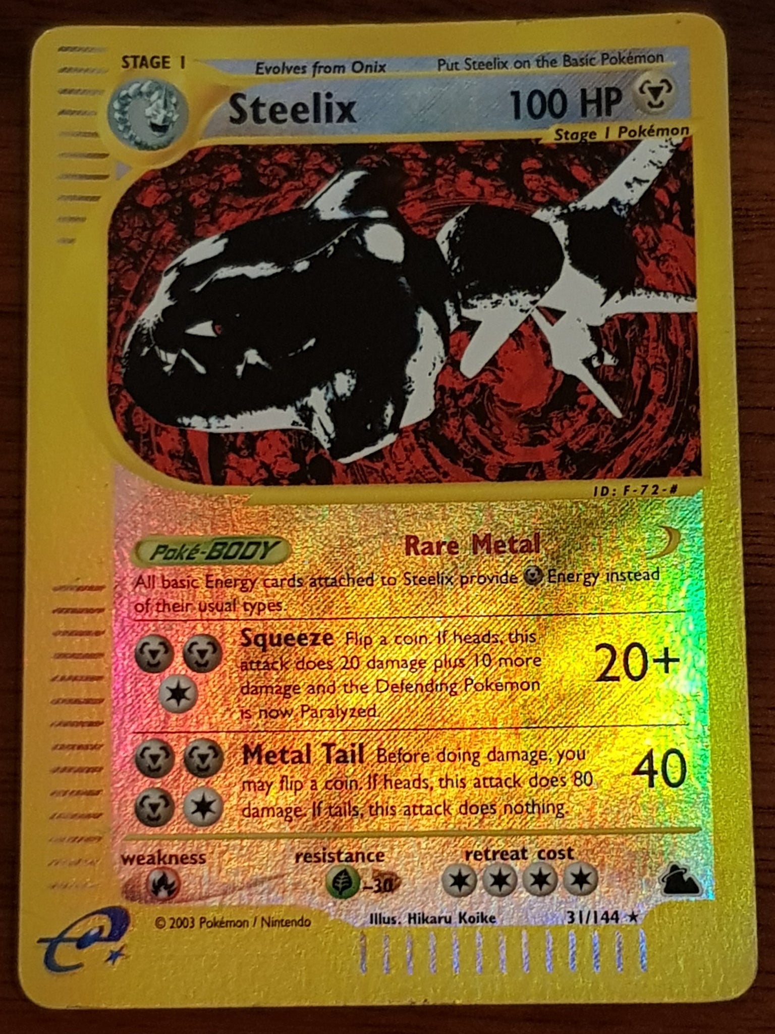 Pokemon Skyridge Steelix #31/144 Reverse Holo Trading Card Rotterdam Comics Pokemon Skyridge Steelix #31/144 Reverse Holo Trading Card Rotterdam Comics
