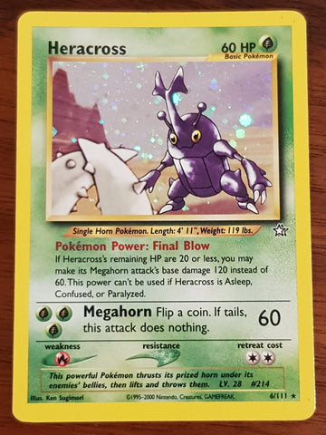 Pokemon Neo Genesis Heracross #6/111 Holo Trading Card