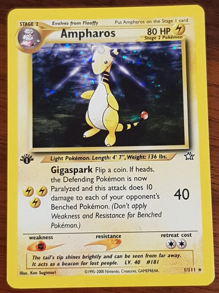 Pokemon Neo Genesis Ampharos (1st Edition) #1/111 Holo Trading Card