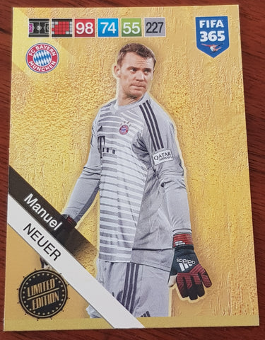 2018 Panini Adrenalyn FIFA 365 Manuel Neuer Limited Edition Trading Card
