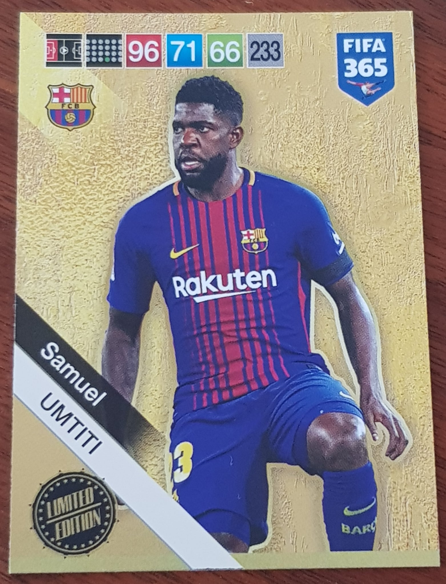 2018 Panini Adrenalyn FIFA 365 Samuel Umtiti Limited Edition Trading Card