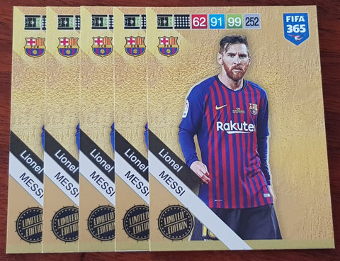 (5x) 2018 Panini Adrenalyn FIFA 365 Lionel Messi Limited Edition Trading Card