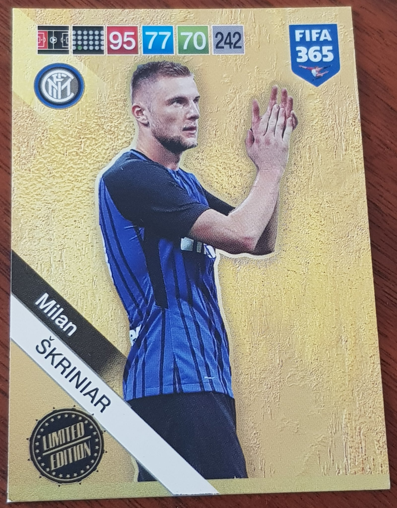 2018 Panini Adrenalyn FIFA 365 Milan Skriniar Limited Edition Trading Card