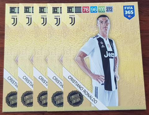(5x) 2018 Panini Adrenalyn FIFA 365 Cristiano Ronaldo Limited Edition Trading Card