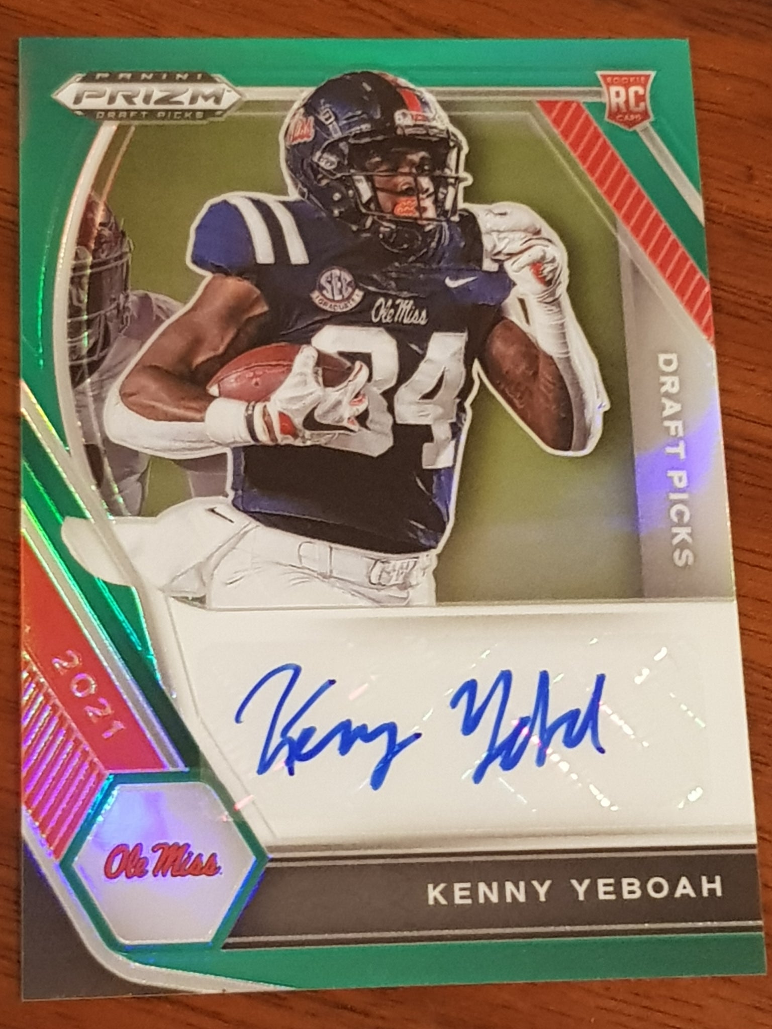 2021 Panini Prizm Draft Picks Kenny Yeboah #DPA-KYE Green Rookie Autograph Card