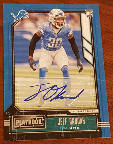 2020 Panini Playbook Football Jeff Okudah #143 Autograph Rookie Card