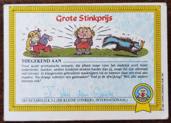 Garbage Pail Kids Dutch Series 1 #13a - Stef Stofzuiger Sticker (b)