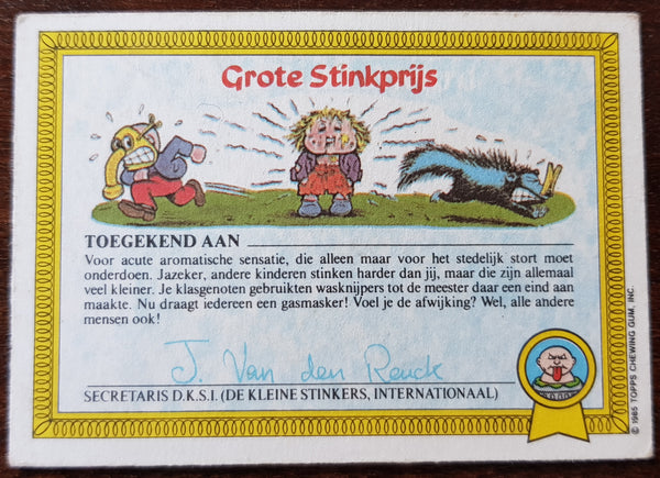Garbage Pail Kids Dutch Series 1 #13a - Stef Stofzuiger Sticker