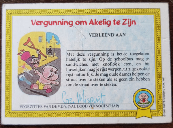 Garbage Pail Kids Dutch Series 1 #27a - Kornelia Koppie Sticker