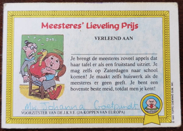 Garbage Pail Kids Dutch Series 1 #28a - Smeltende Smiralda Sticker
