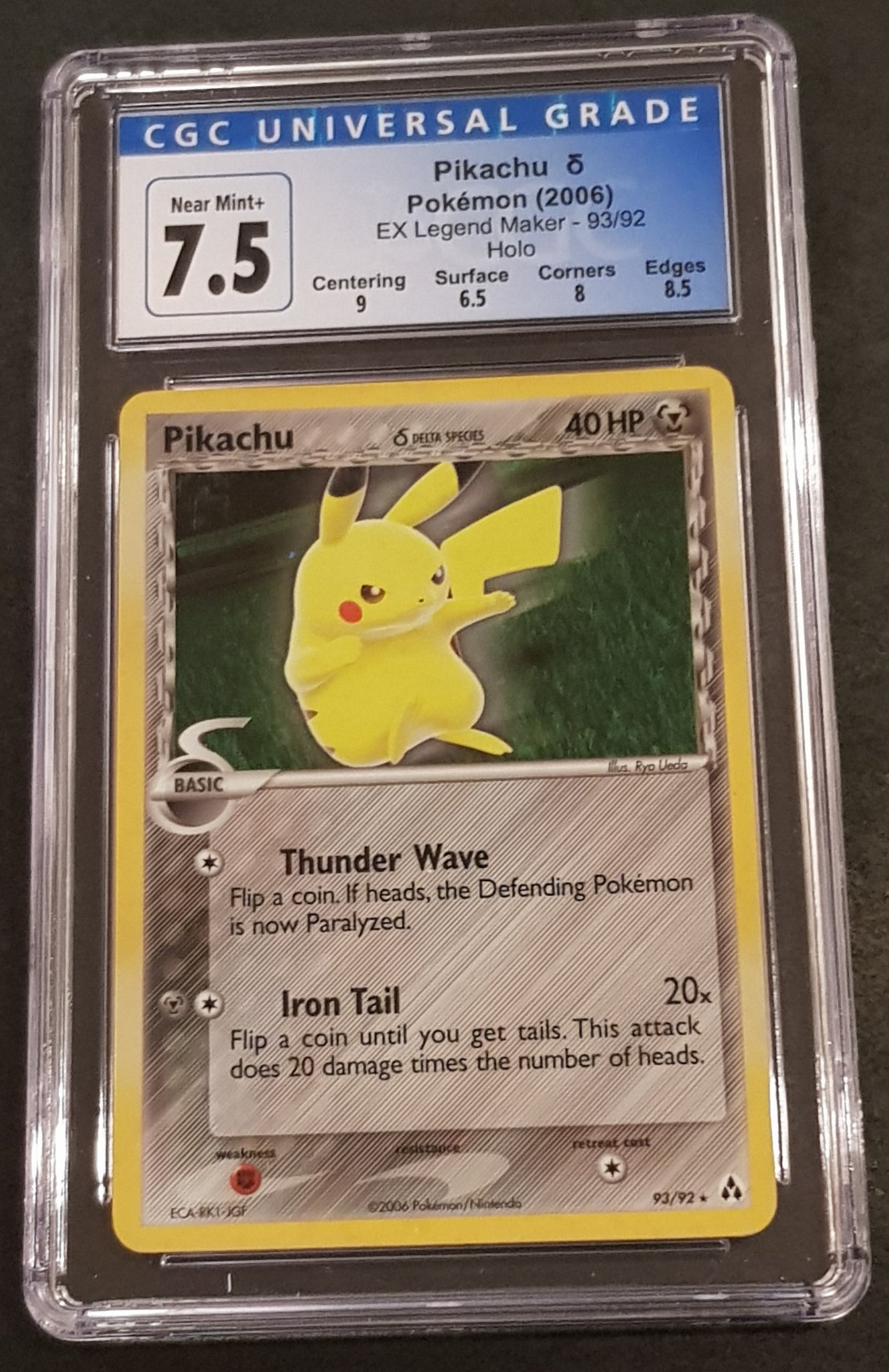 Pokemon EX Legend Maker Pikachu #93/92 CGC 7.5 Secret Rare Holo Tradin Rotterdam Comics Pokemon EX Legend Maker Pikachu #93/92 CGC 7.5 Secret Rare Holo Tradin Rotterdam Comics